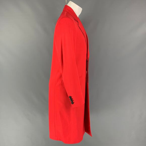 PAUL SMITH Size S Red Wool Polyamide Hidden Placket Coat - Picture 2 of 8